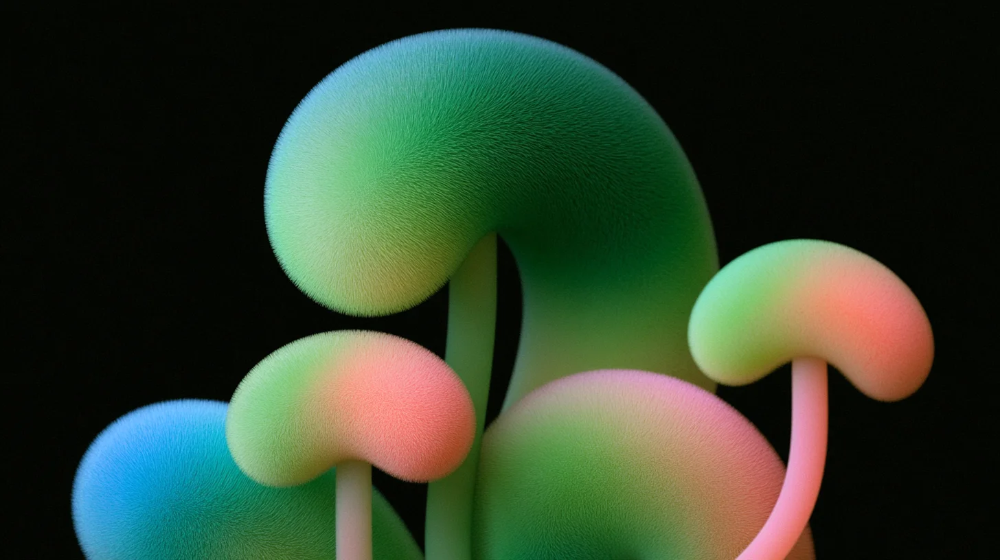 Soft-lit render of glowing organic forms from an in-house shader study