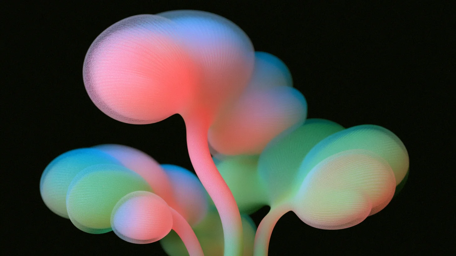 Volumetric render of luminous forms produced during engine lighting tests